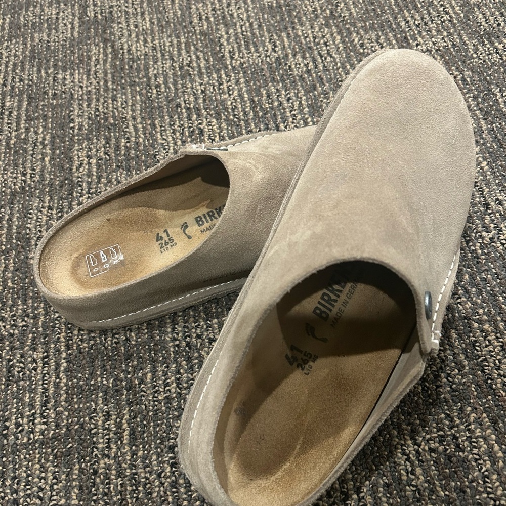 Birkenstock Taupe Suede Slip-On Clogs Zermatt Premium